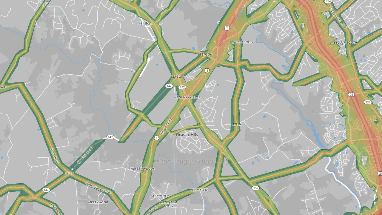 Pleasant Hills, MD Map of Noise Levels in Pleasant Hills