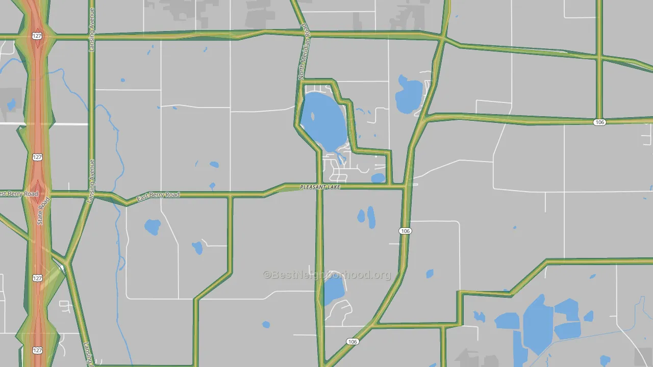 Pleasant Lake, MI Map of Noise Levels in Pleasant Lake