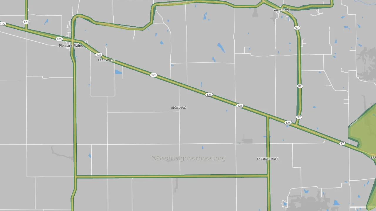 Pleasant Plains, IL Map of Noise Levels in Pleasant Plains