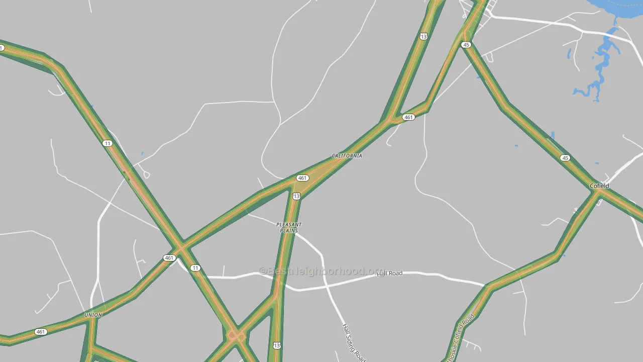 Pleasant Plains, NC Map of Noise Levels in Pleasant Plains