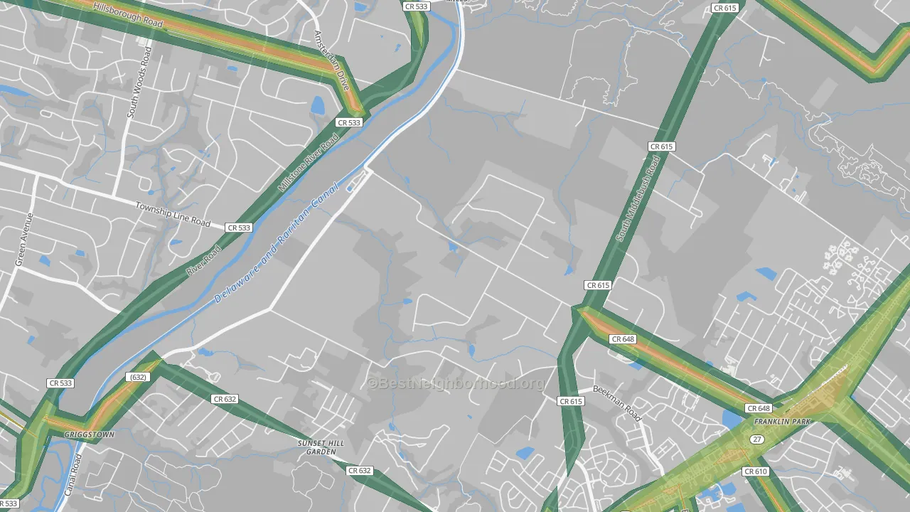 Pleasant Plains, NJ Map of Noise Levels in Pleasant Plains