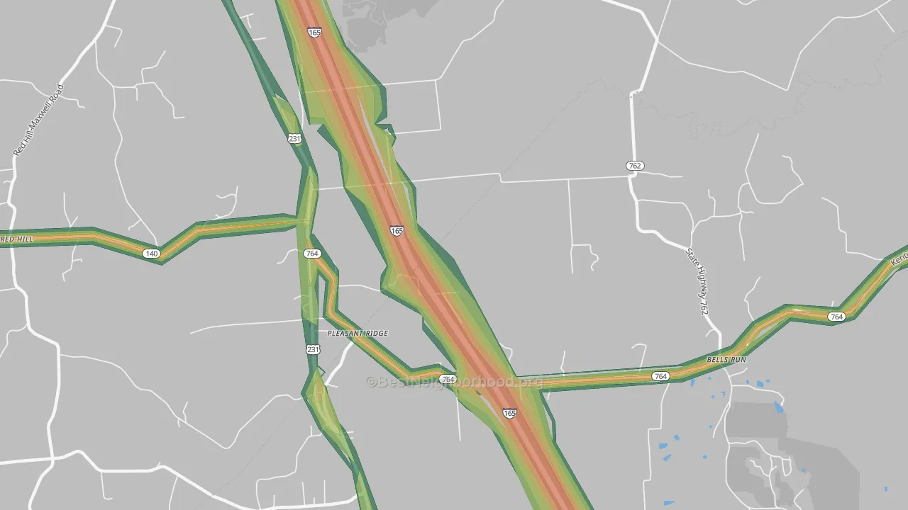 Pleasant Ridge, KY Map of Noise Levels in Pleasant Ridge