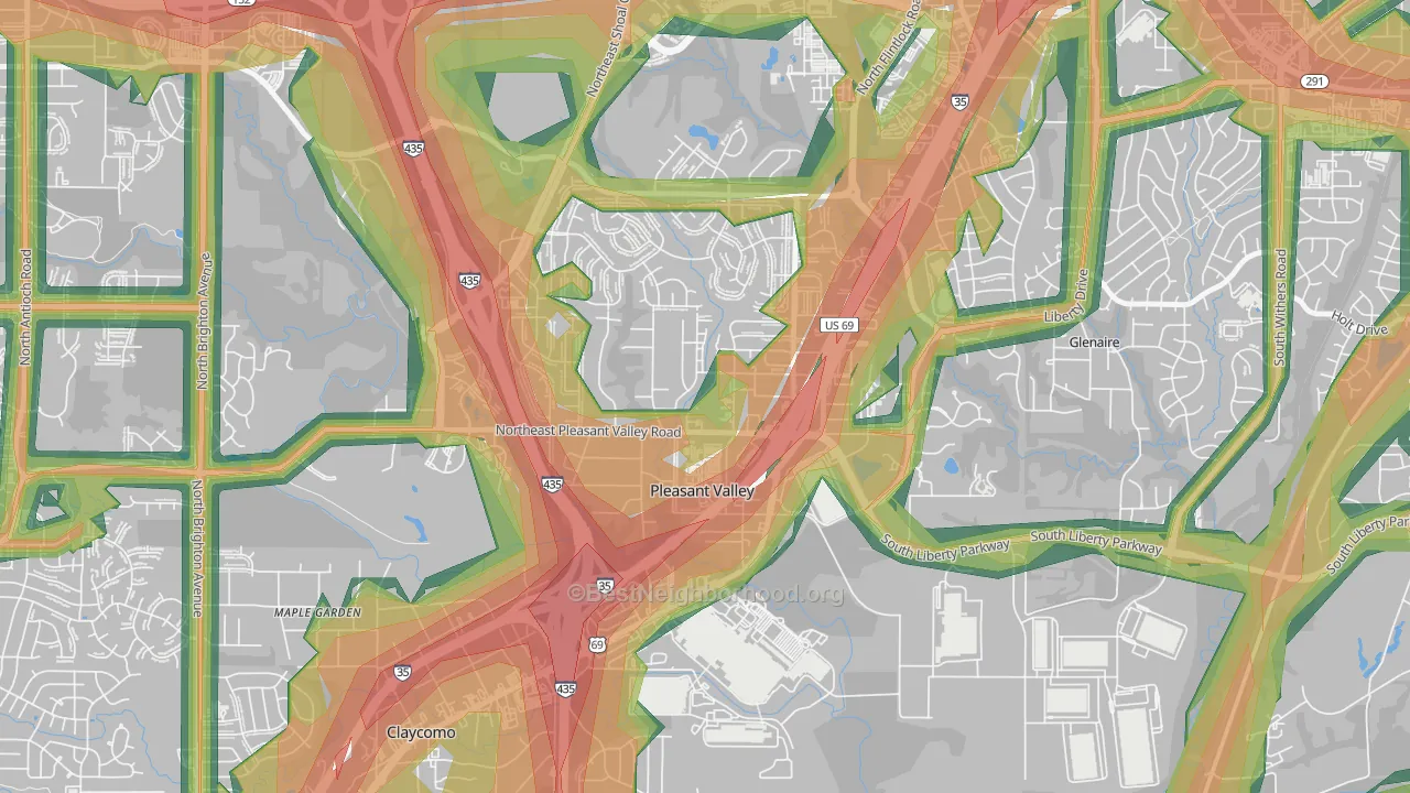 Pleasant Valley, MO Map of Noise Levels in Pleasant Valley