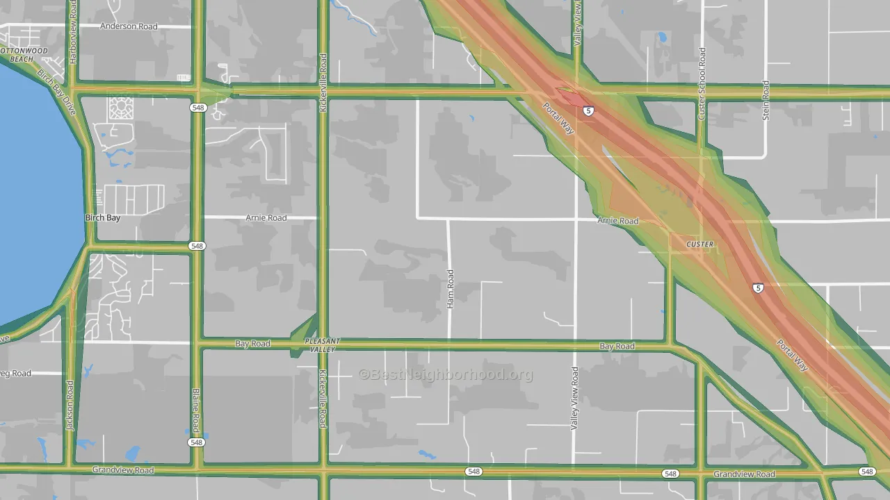 Pleasant Valley, WA Map of Noise Levels in Pleasant Valley
