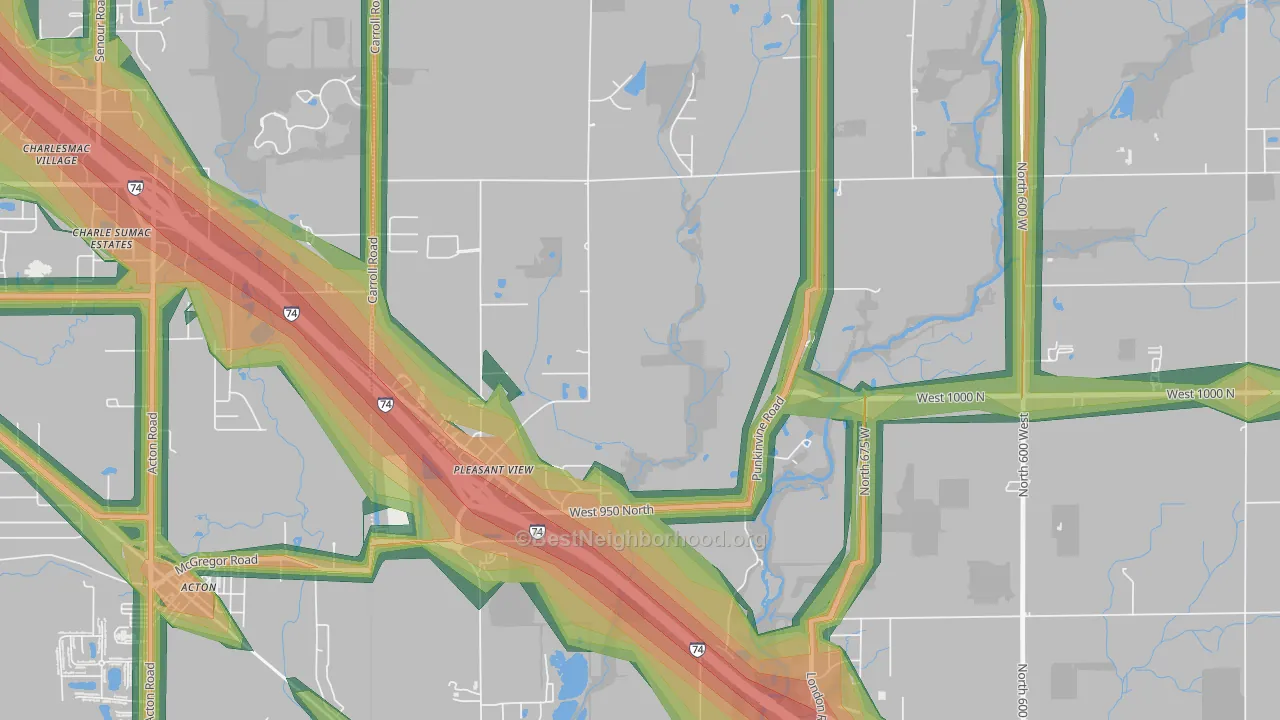 Pleasant View, IN Map of Noise Levels in Pleasant View