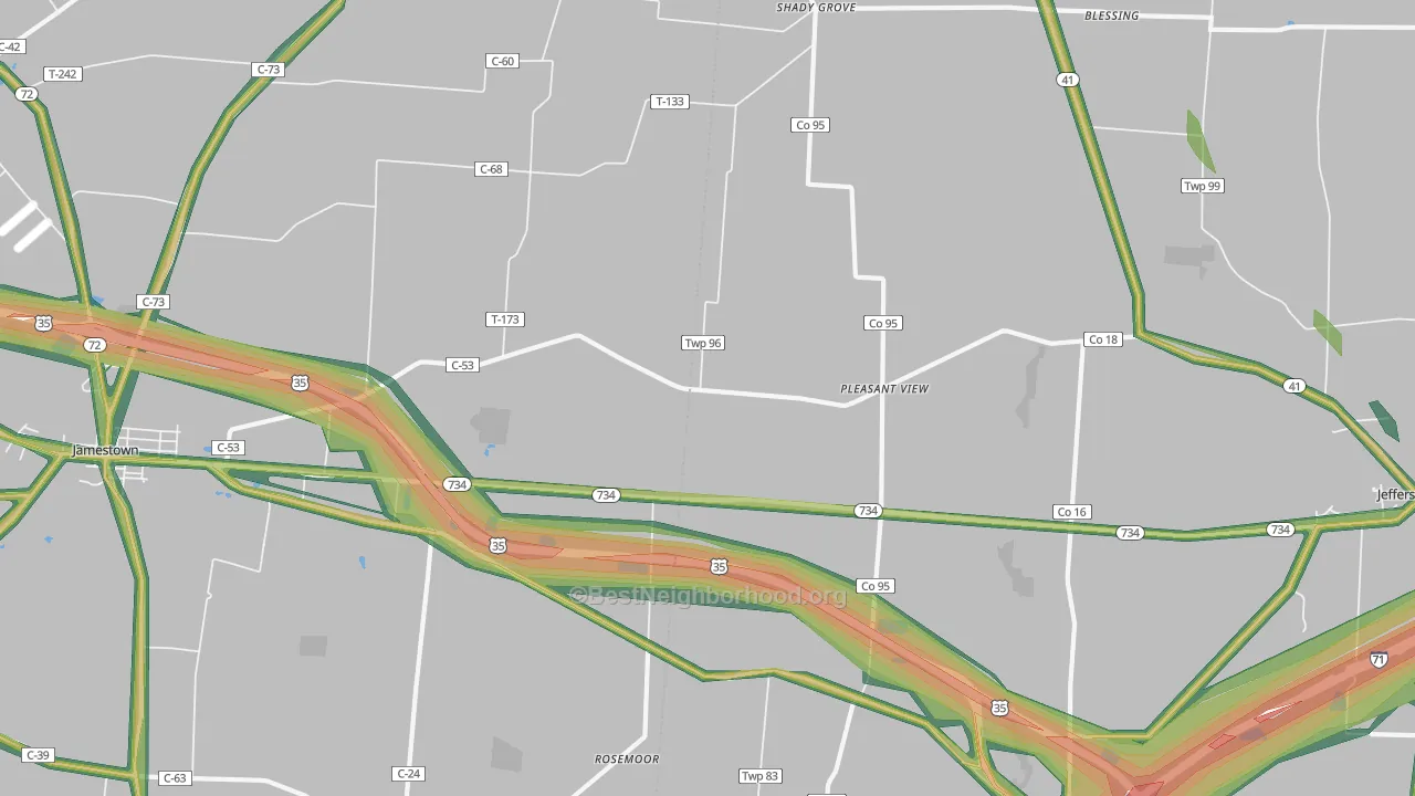 Pleasant View, OH Map of Noise Levels in Pleasant View