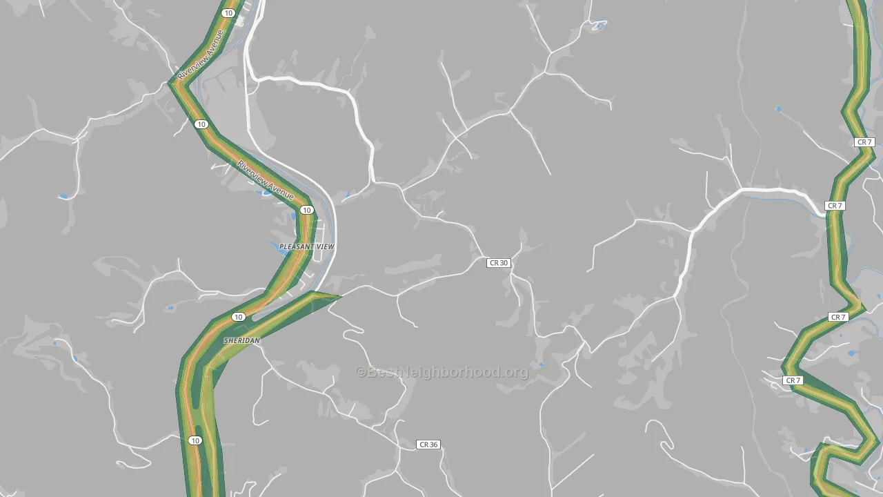 Pleasant View, WV Map of Noise Levels in Pleasant View