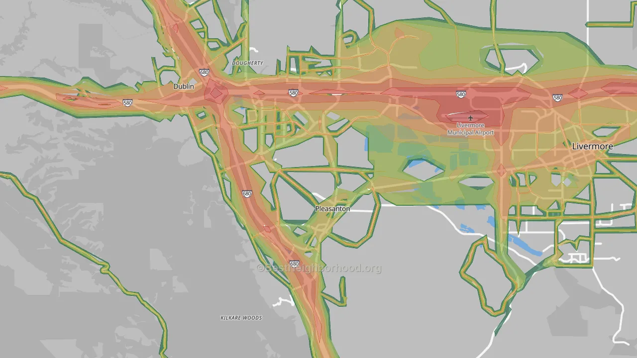 Pleasanton, CA Map of Noise Levels in Pleasanton