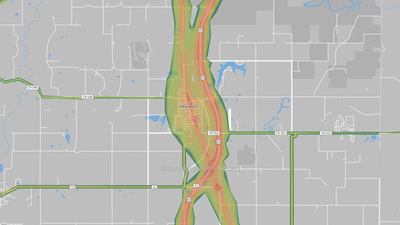 Pleasanton, KS Map of Noise Levels in Pleasanton