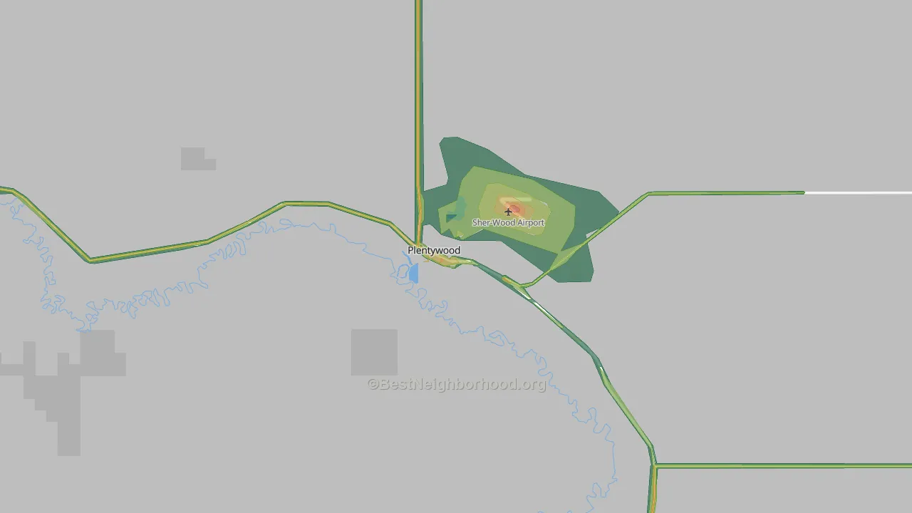 Plentywood, MT Map of Noise Levels in Plentywood