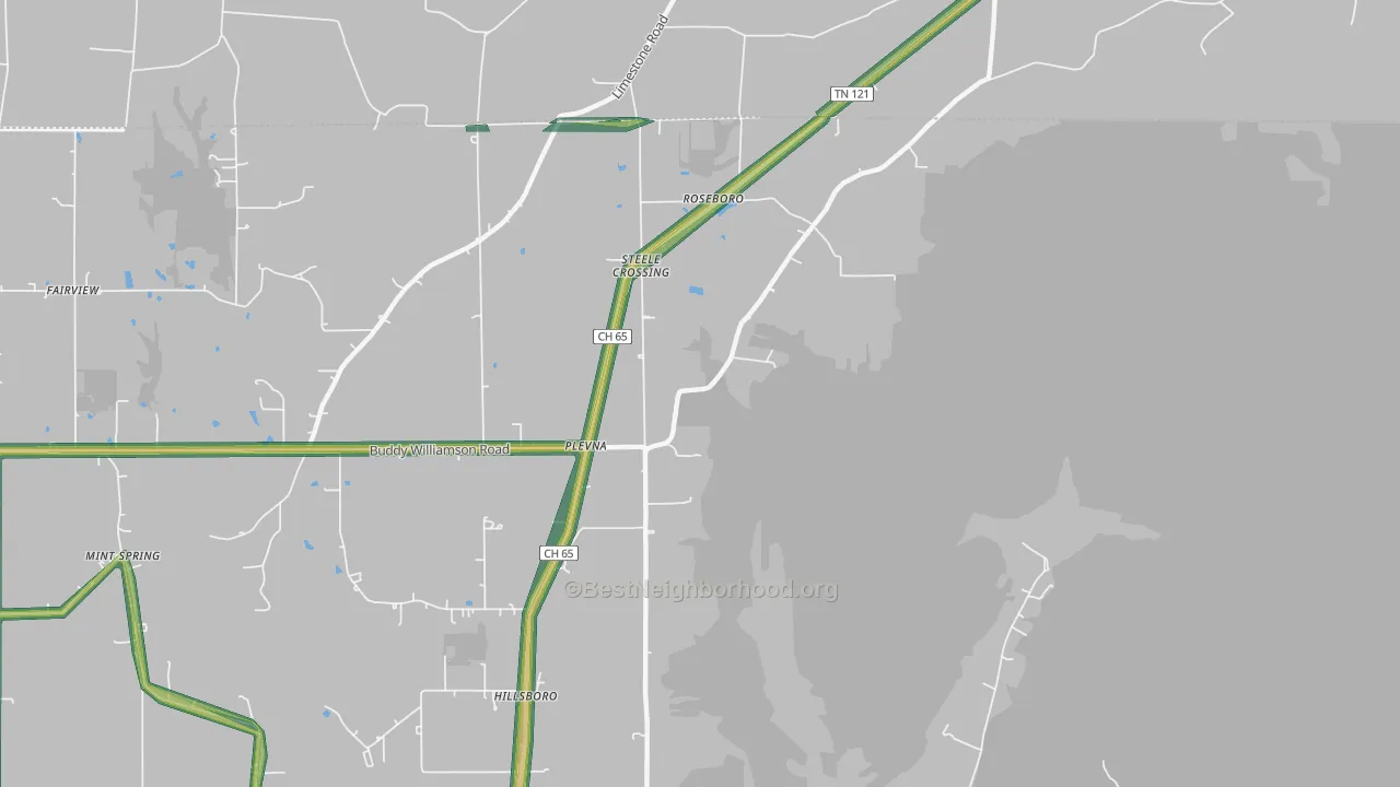 Plevna, AL Map of Noise Levels in Plevna