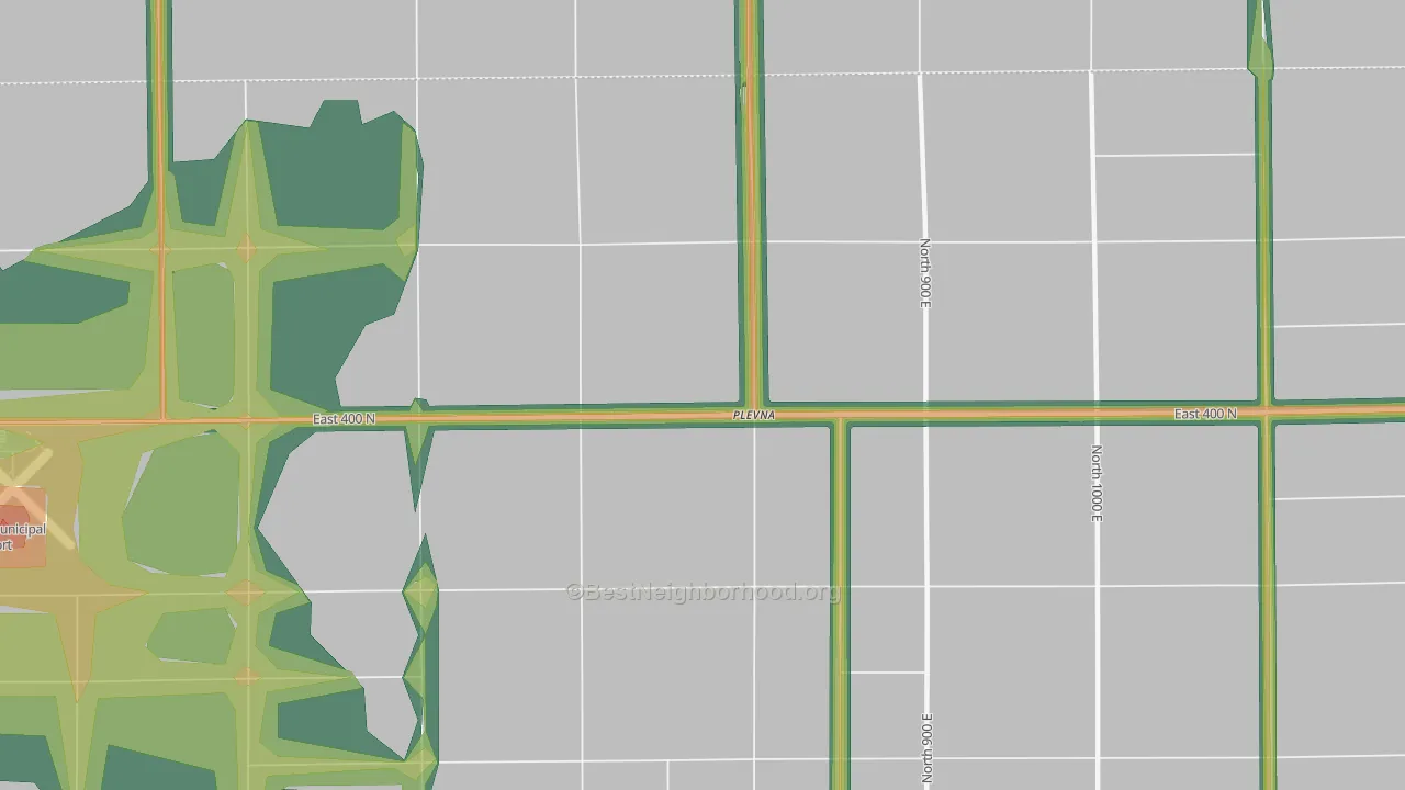 Plevna, IN Map of Noise Levels in Plevna