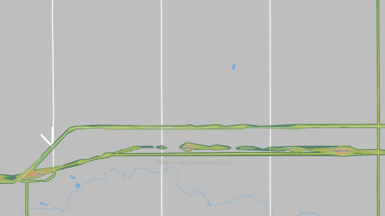 Plevna, KS Map of Noise Levels in Plevna