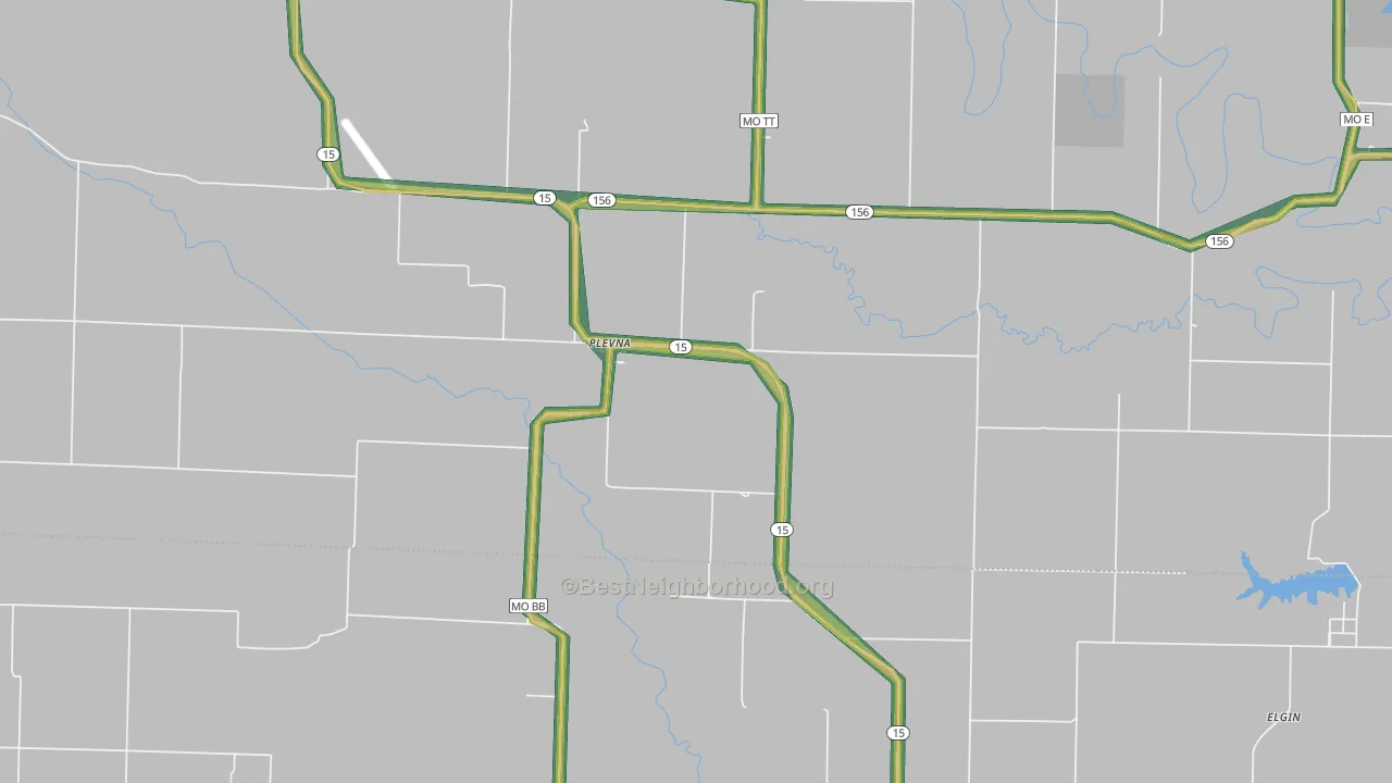 Plevna, MO Map of Noise Levels in Plevna