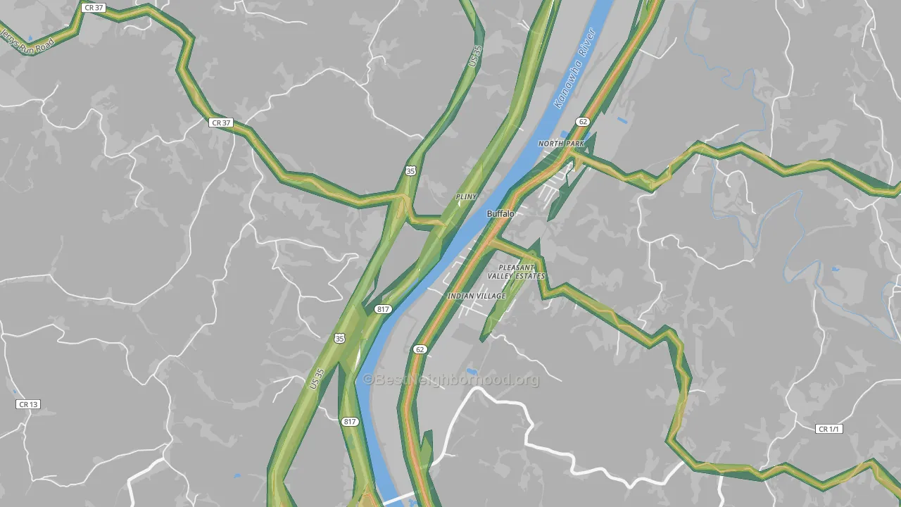 Pliny, WV Map of Noise Levels in Pliny