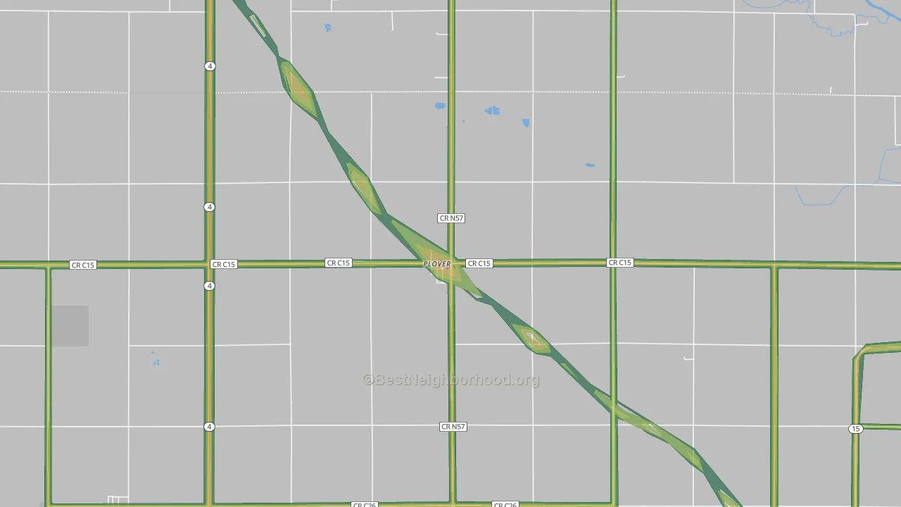 Plover, IA Map of Noise Levels in Plover
