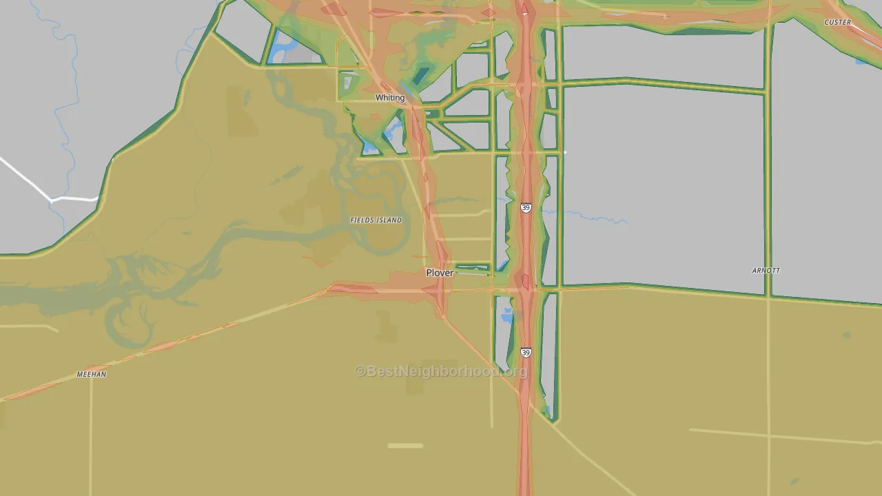 Plover, WI Map of Noise Levels in Plover