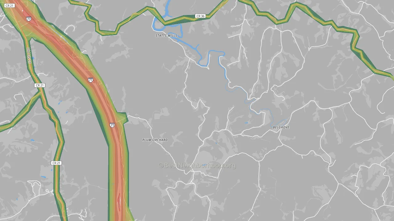 Plum Orchard, WV Map of Noise Levels in Plum Orchard
