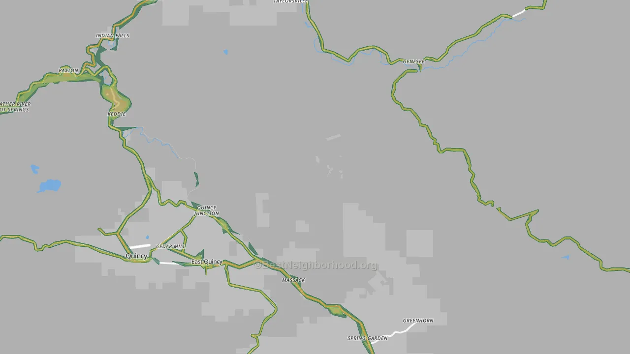 Plumas County, CA Map of Noise Levels in Plumas County