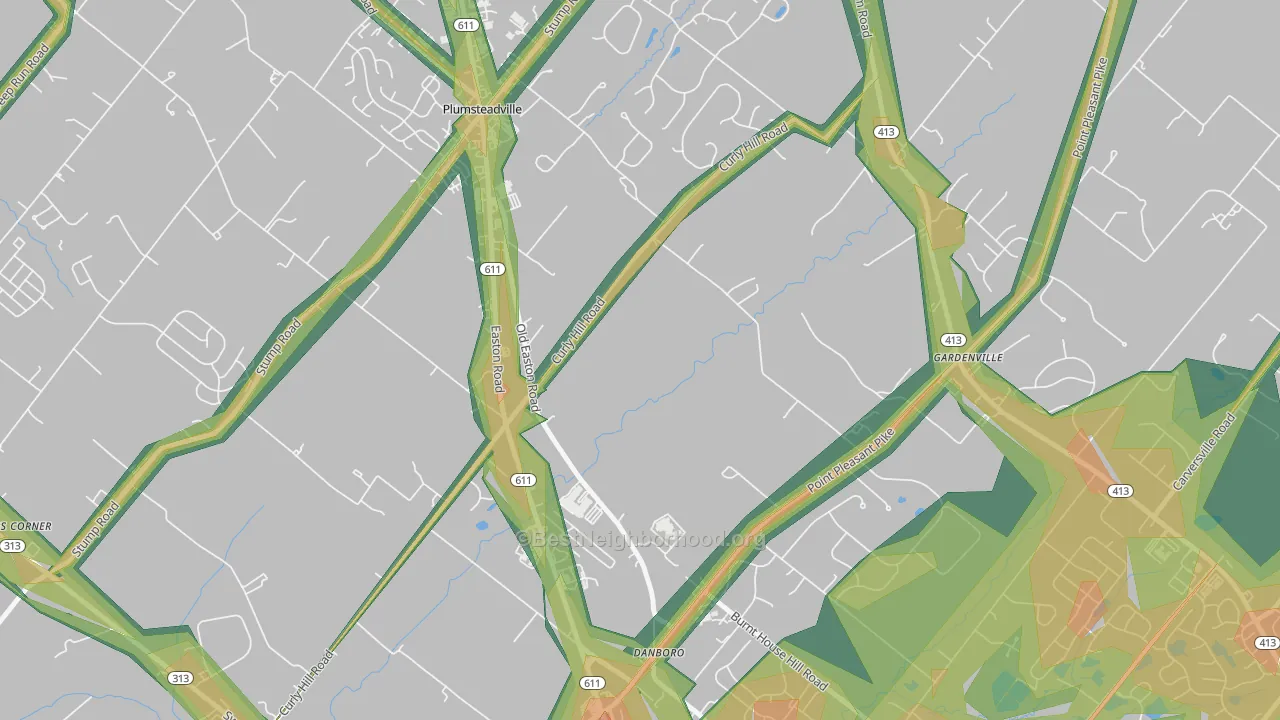 Plumsteadville, PA Map of Noise Levels in Plumsteadville