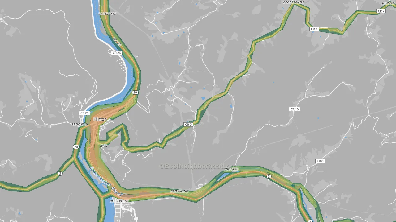 Pluto, WV Map of Noise Levels in Pluto