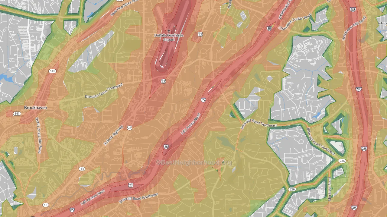 Plymouth Colony, Atlanta, GA Map of Noise Levels in Plymouth Colony
