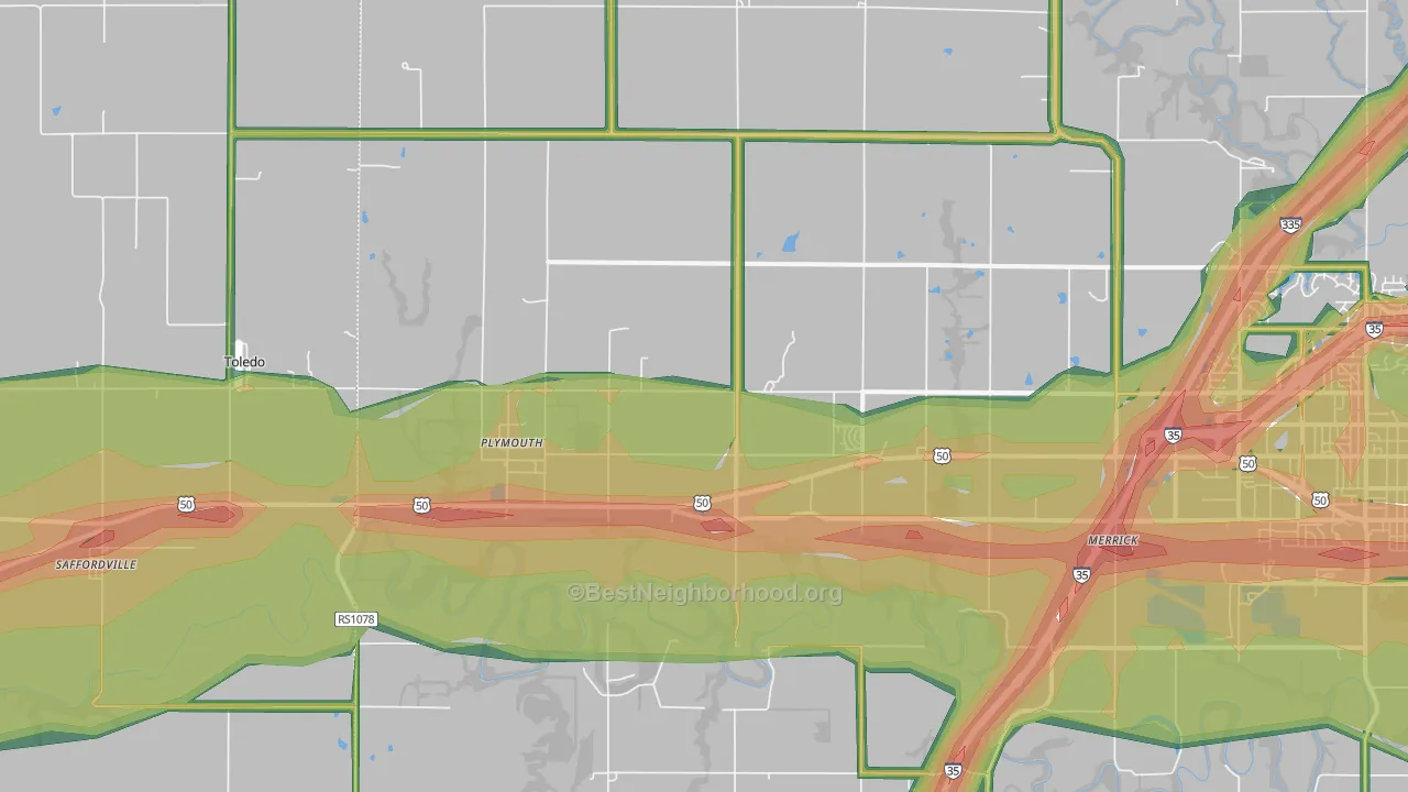 Plymouth, KS Map of Noise Levels in Plymouth