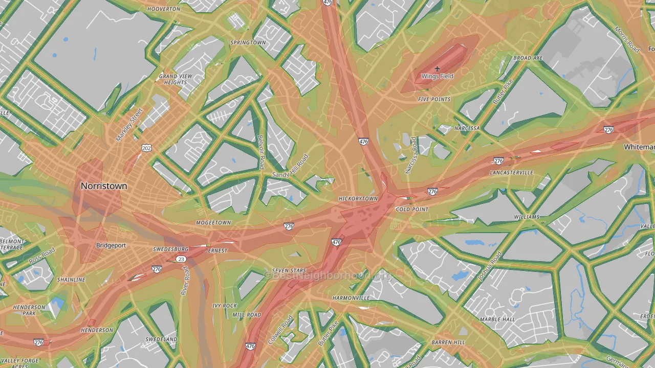 Plymouth Meeting, PA Map of Noise Levels in Plymouth Meeting
