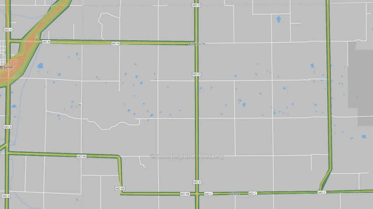 Plymouth, MO Map of Noise Levels in Plymouth