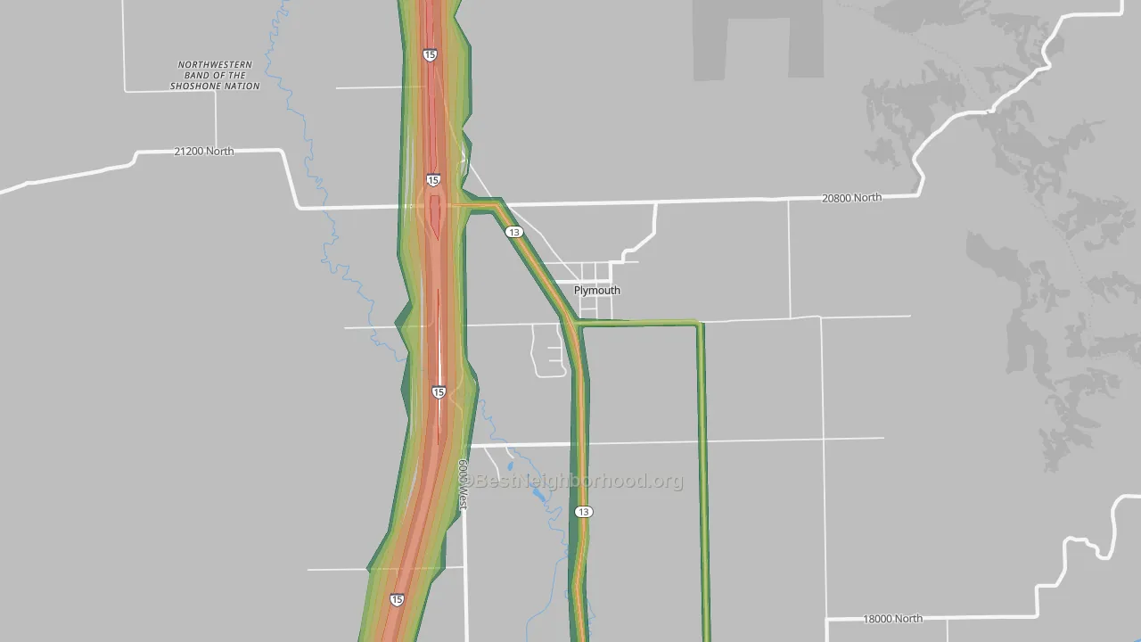 Plymouth, UT Map of Noise Levels in Plymouth