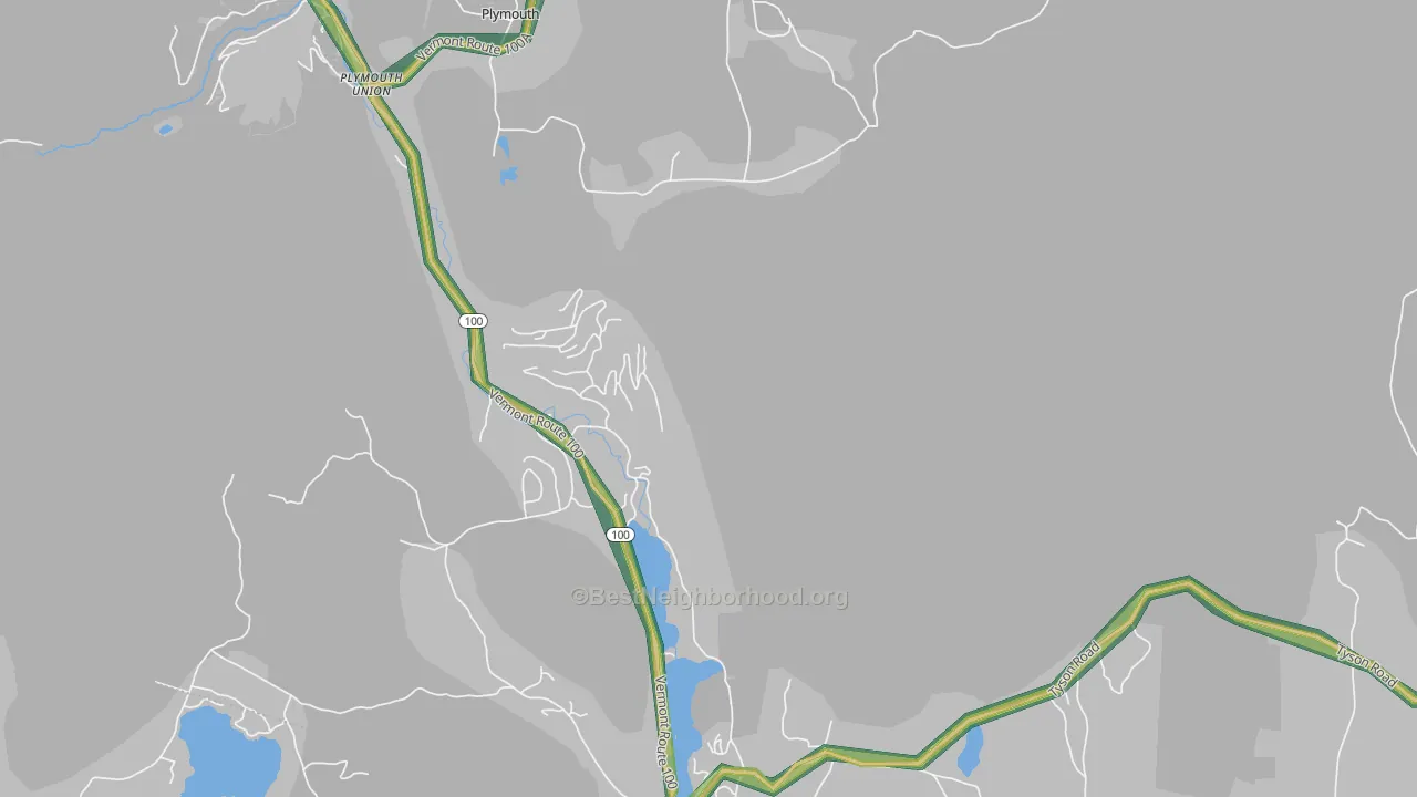 Plymouth, VT Map of Noise Levels in Plymouth