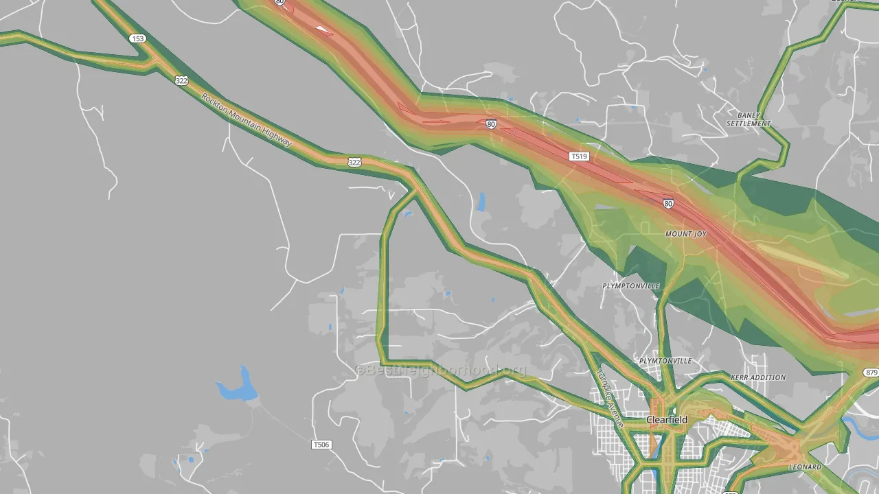 Plymptonville, PA Map of Noise Levels in Plymptonville