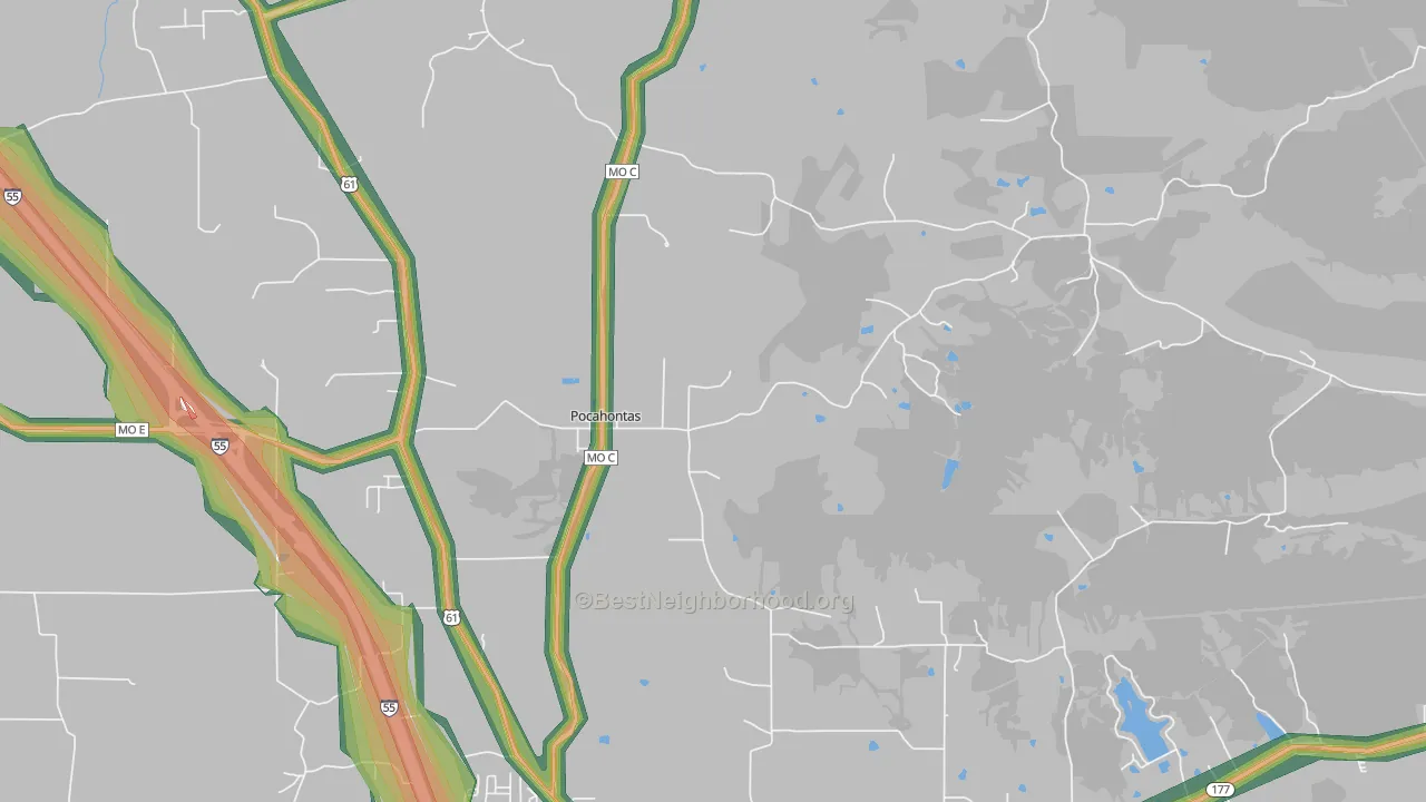 Pocahontas, MO Map of Noise Levels in Pocahontas