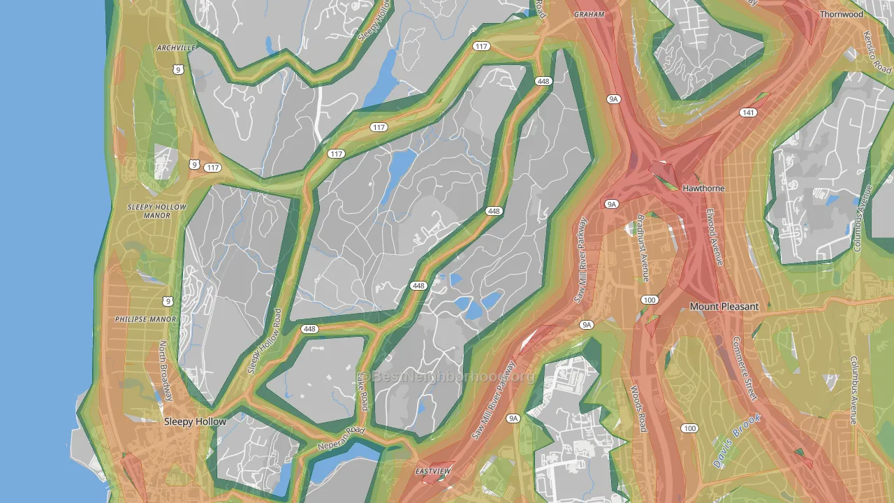 Pocantico Hills, NY Map of Noise Levels in Pocantico Hills