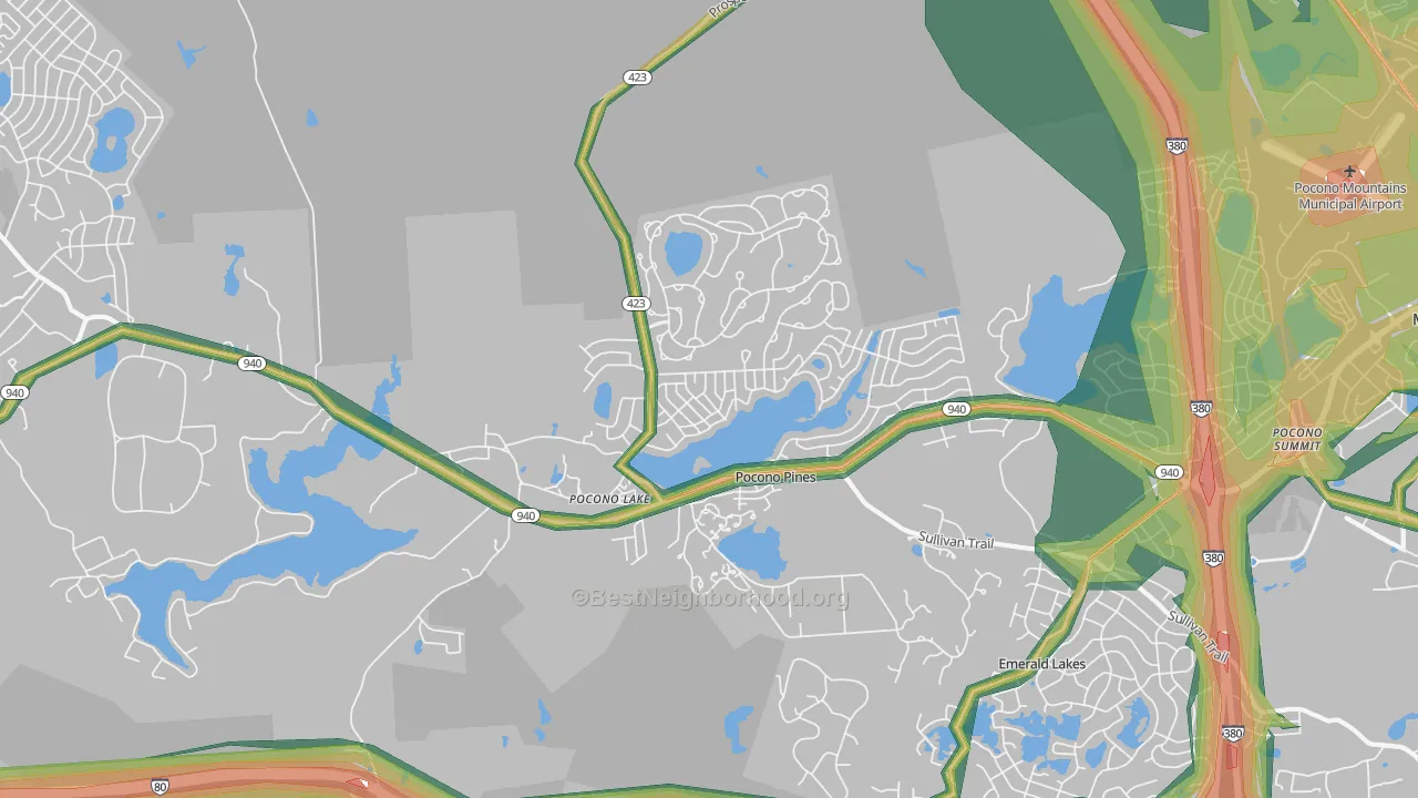 Pocono Pines, PA Map of Noise Levels in Pocono Pines