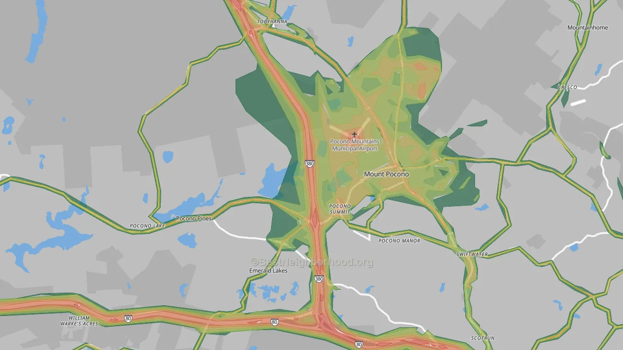 Pocono Summit, PA Map of Noise Levels in Pocono Summit