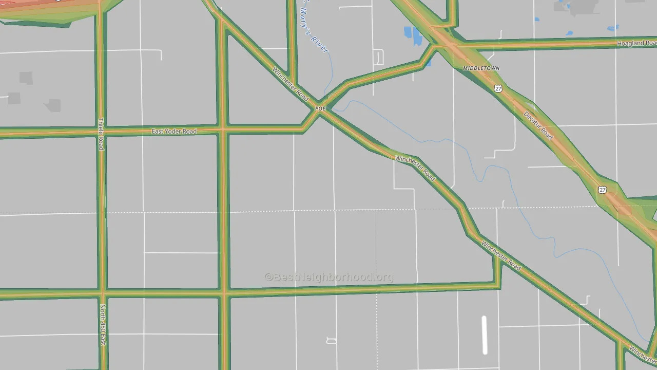 Poe, IN Map of Noise Levels in Poe