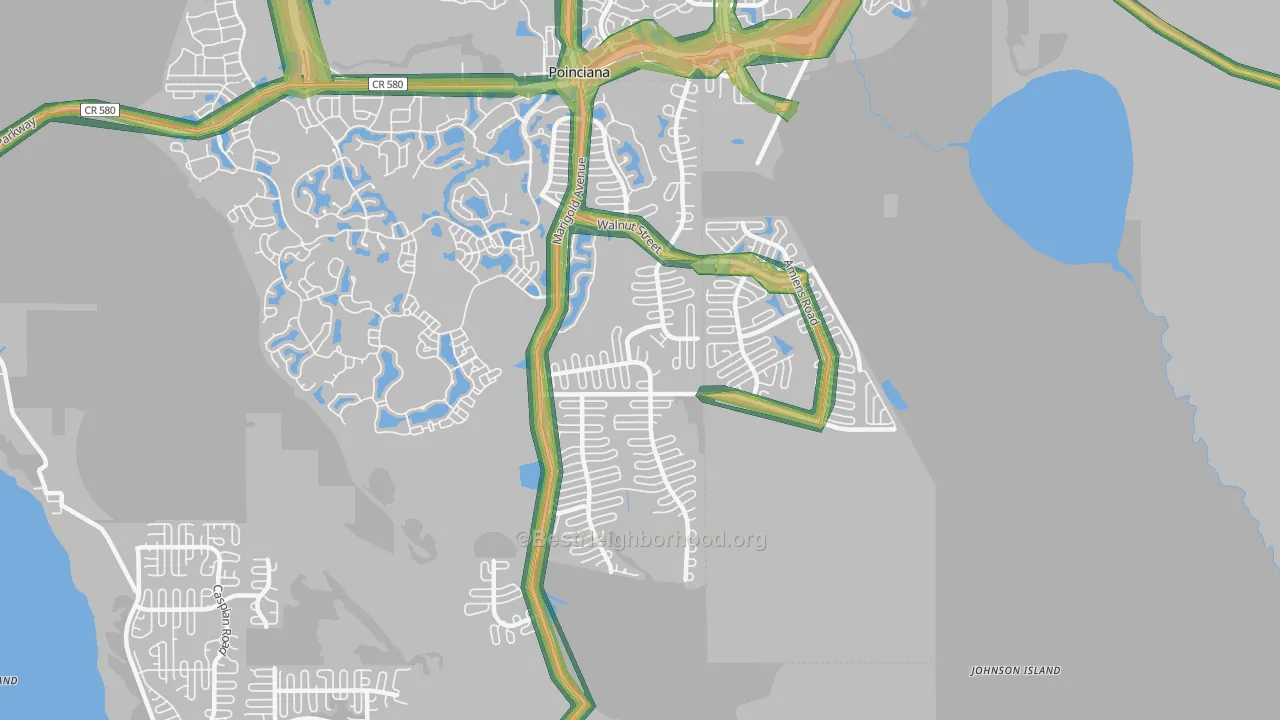 Poinciana-Village 3, Poinciana, FL Map of Noise Levels in Poinciana-Village 3