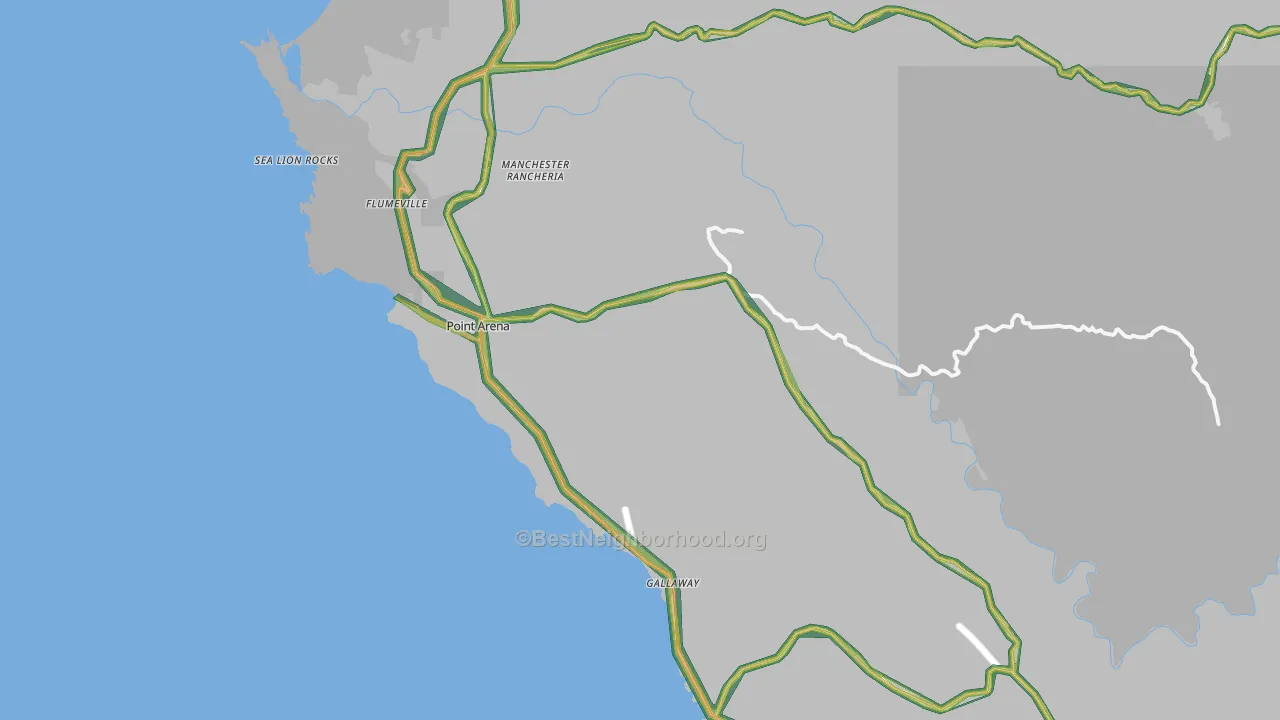 Point Arena, CA Map of Noise Levels in Point Arena