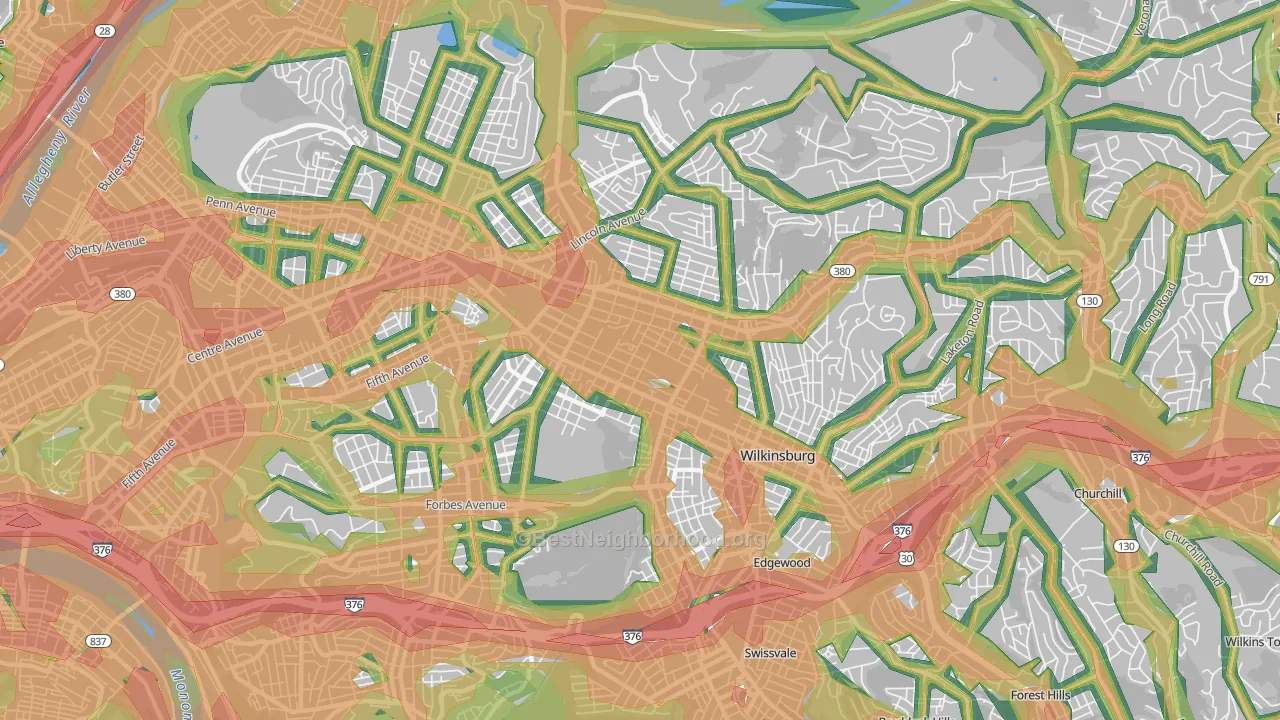 Point Breeze, Pittsburgh, PA Map of Noise Levels in Point Breeze