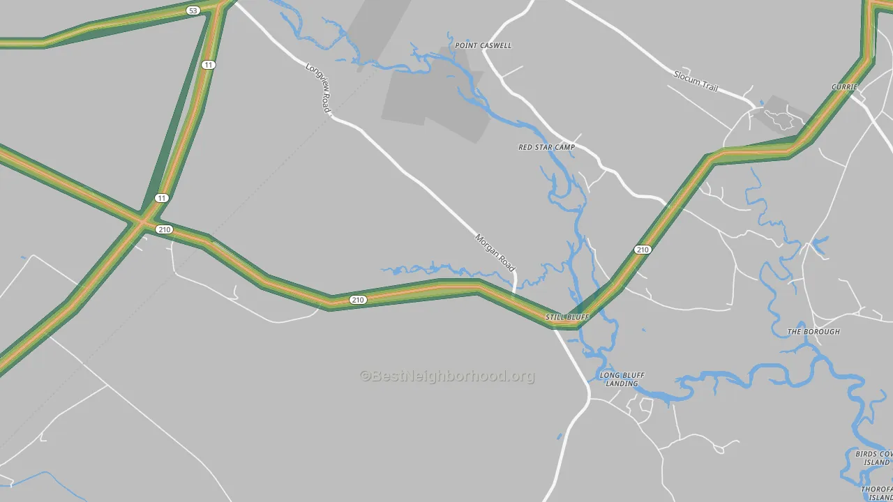 Point Caswell, NC Map of Noise Levels in Point Caswell