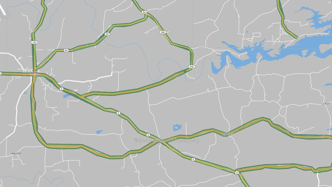 Point Cedar, AR Map of Noise Levels in Point Cedar