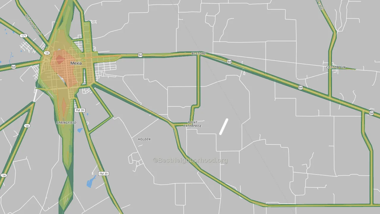 Point Enterprise, TX Map of Noise Levels in Point Enterprise