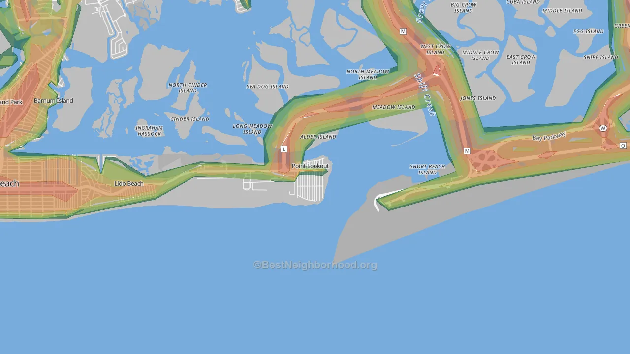 Point Lookout, NY Map of Noise Levels in Point Lookout