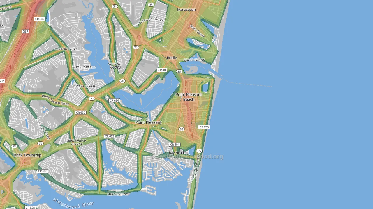 Point Pleasant Beach, NJ Map of Noise Levels in Point Pleasant Beach