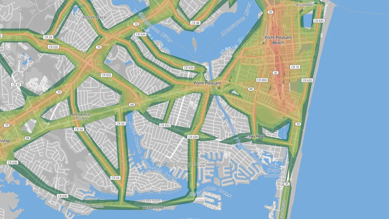Point Pleasant, NJ Map of Noise Levels in Point Pleasant