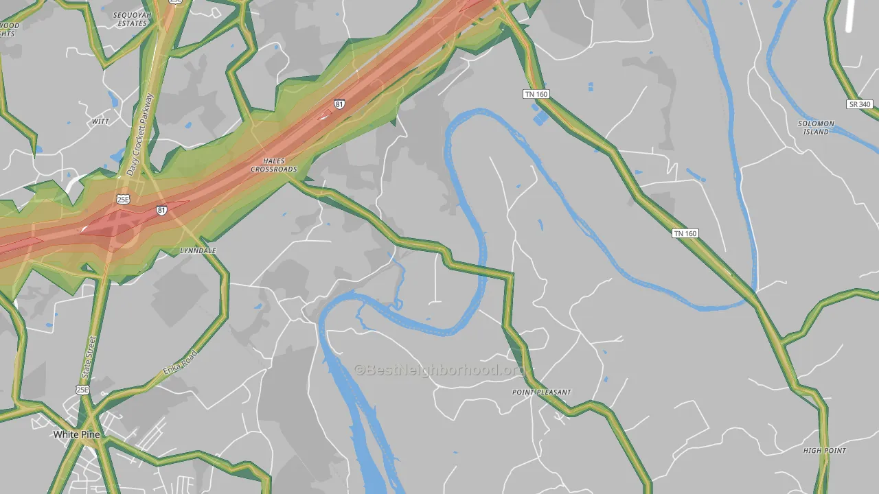Point Pleasant, TN Map of Noise Levels in Point Pleasant