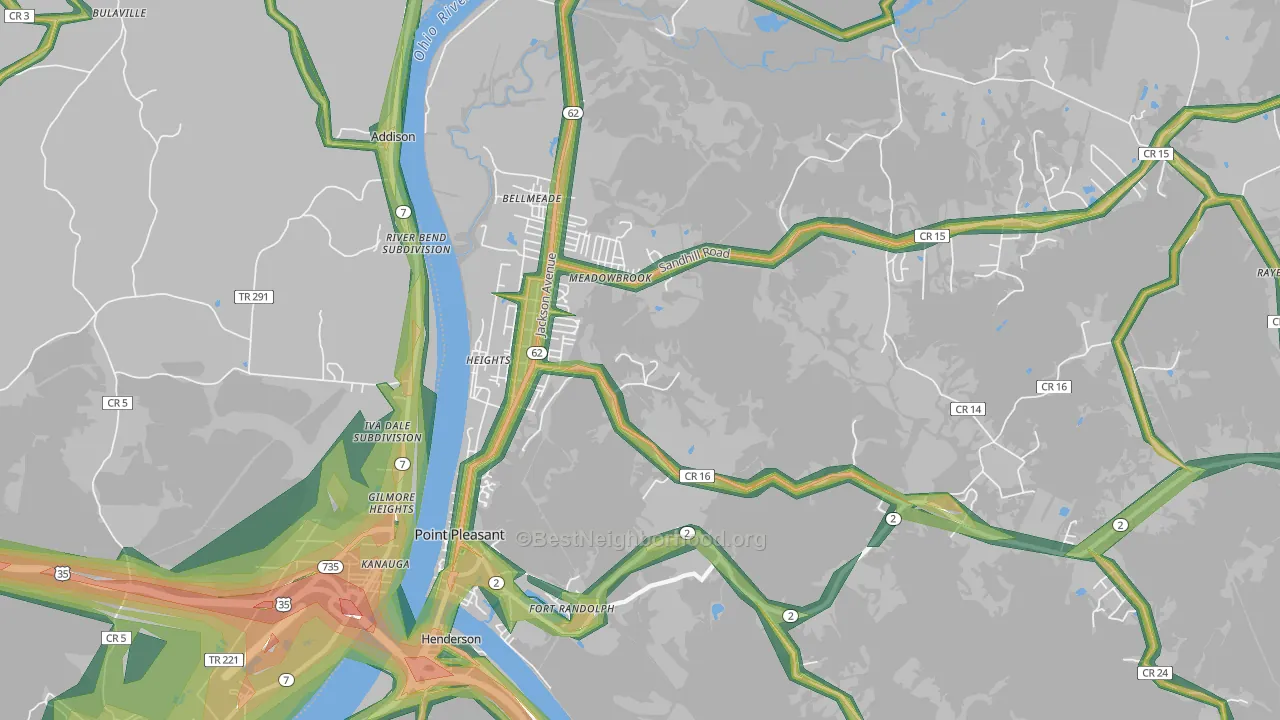Point Pleasant, WV Map of Noise Levels in Point Pleasant
