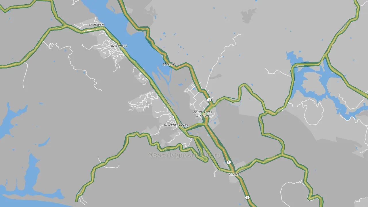 Point Reyes Station, CA Map of Noise Levels in Point Reyes Station