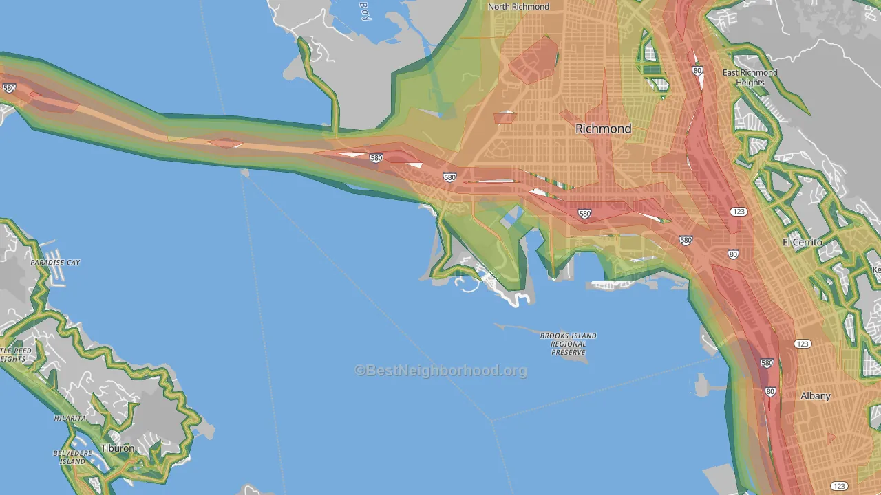 Point Richmond, Richmond, CA Map of Noise Levels in Point Richmond